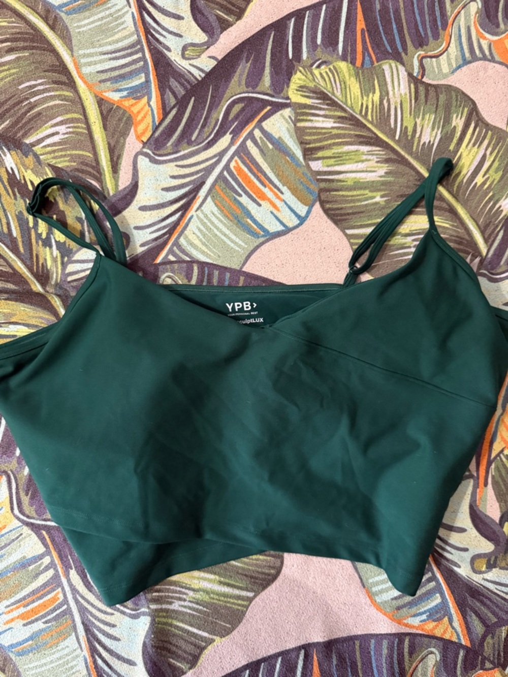 YPB SculptLUX wrap-front cami slim tank in emerald, XXL